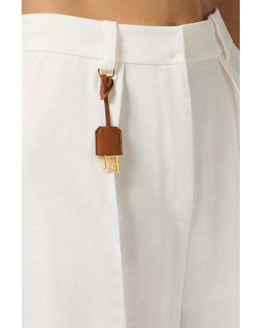 Elisabetta Franchi White Ivory Trousers With Charm