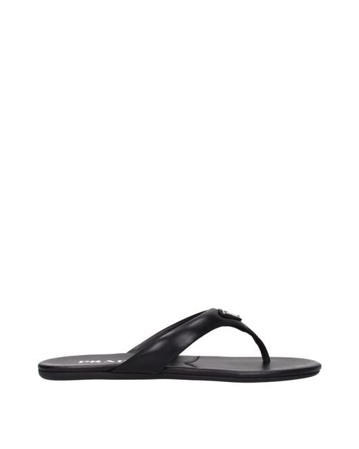 Prada Black Leather Flip Flops