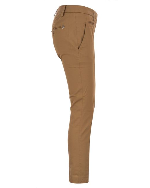 Dondup Natural Perfect Slim Fit Cotton Gabardine Trousers