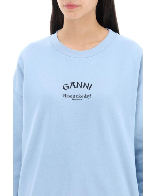 Ganni Organisch Katoen Geïsoleerd Sweatshirt Voor in het Blue