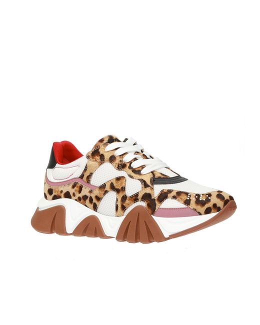 Versace Leopardenmuster Ledersneakers Mit Mesh in Brown für Herren