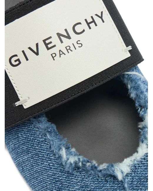 Givenchy Blue Ballerinas Mit Eckiger Kappe