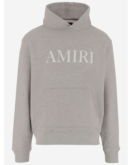 Amiri Gray Cotton Sweatshirt With Hood And Contrasting Logo Detail for men