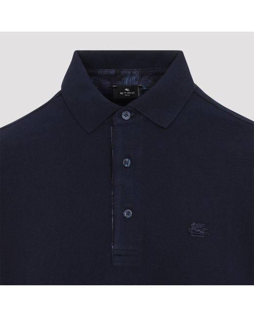 Etro Blue Roma Printed Detail Polo