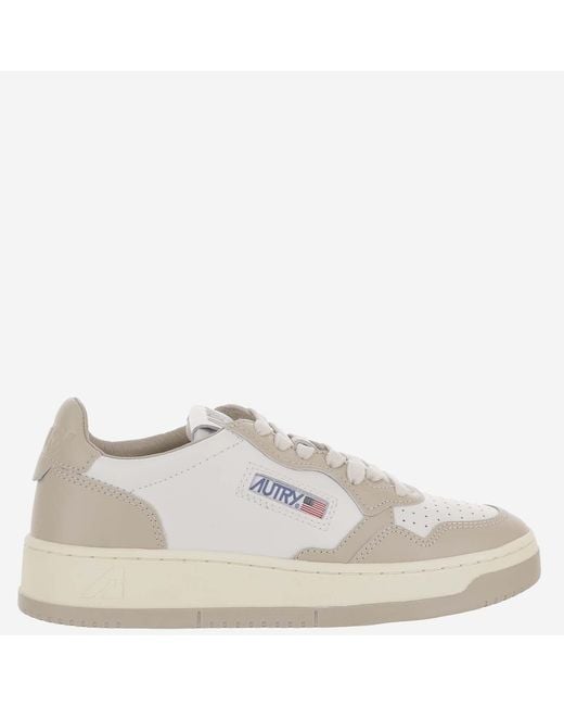 Autry Gray Medalist Color-Block Panel Leather Sneakers