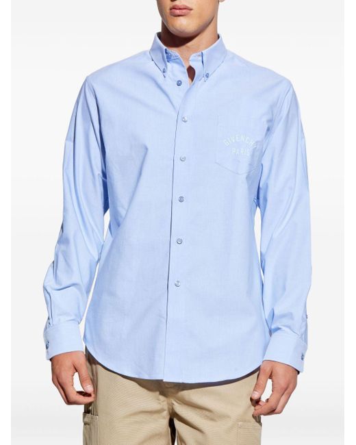 Givenchy Overhemd Met Geborduurd Logo in het Blue voor heren