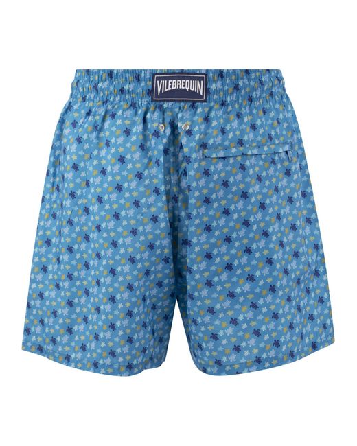 Vilebrequin Blue Ultralight And Foldable Patterned Beach Shorts