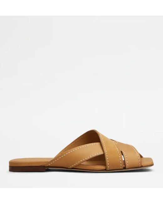 Tod's Brown Flaches Leder