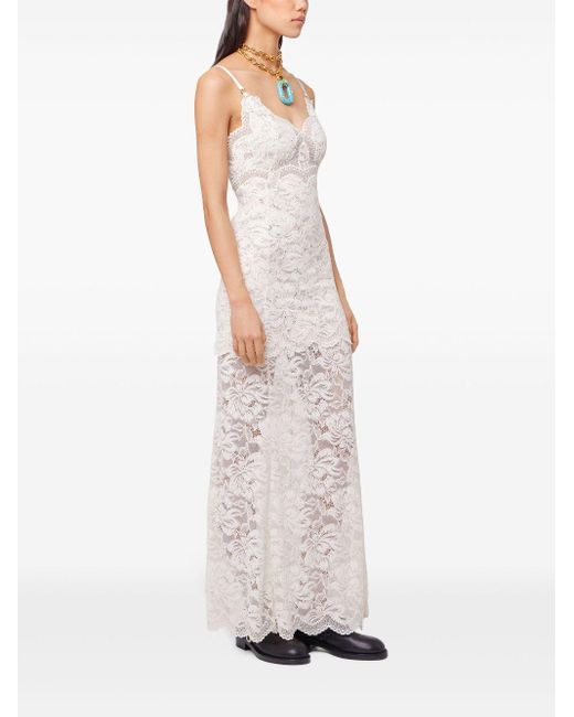 Rabanne White Langes Kleid mit Stickerei