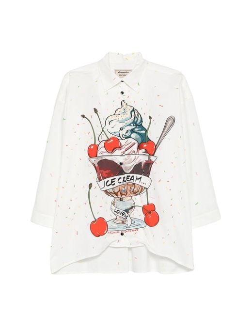 ALESSANDRO ENRIQUEZ White Printed Cotton Shirt