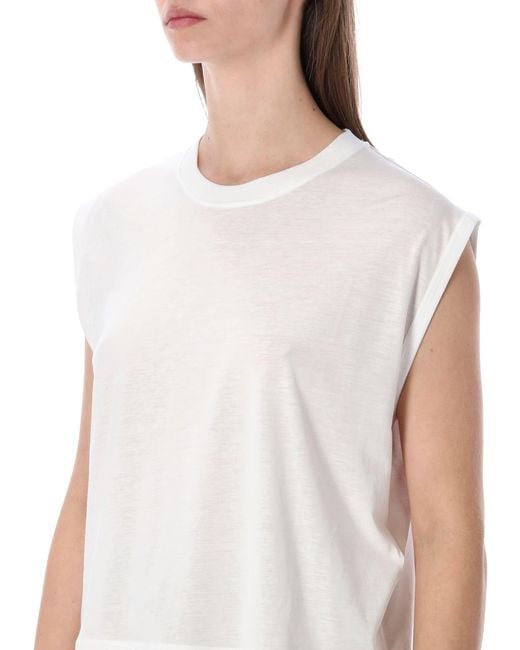 Sessun White Sessùn Deedoo Sleeveless Tencel T-Shirt