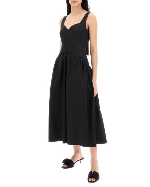 Alexander McQueen Black Midi Poplin kleidet sich in