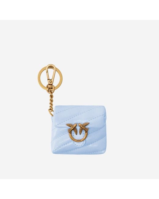 Pinko Blue Glossy Leather Airpods Love Bag Case