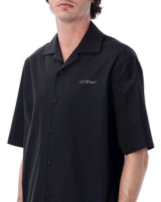 Off-White c/o Virgil Abloh Black Metal Arrow Short Sleeve Bowling Shirt Cotton for men