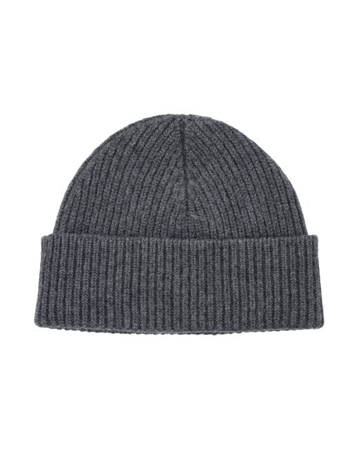 AMI Blue De Coeur Wool Beanie Grey for men