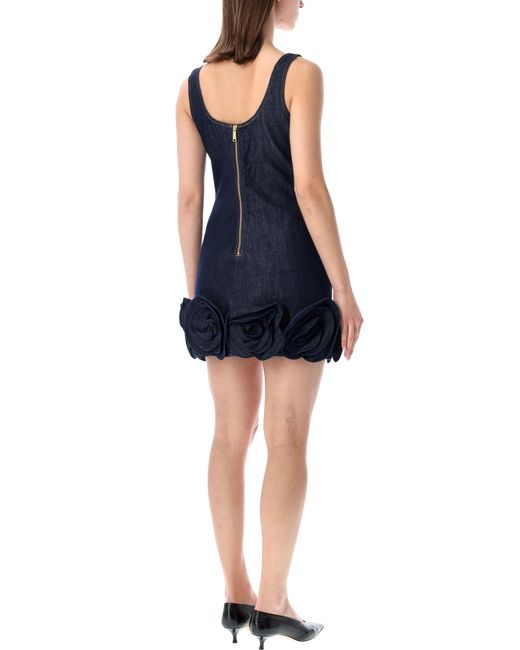 Self-Portrait Blue Denim Flower Mini Dress
