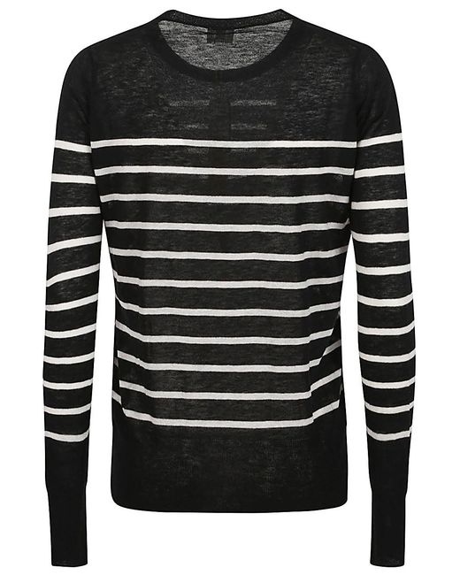 C.t. Plage Black Wool Striped Sweater