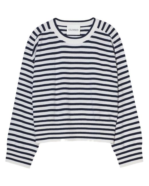 Closed Blue Gestreifter Kaschmirpullover