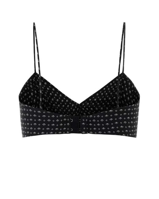 Ermanno Scervino Black Printed Silk Crop-top