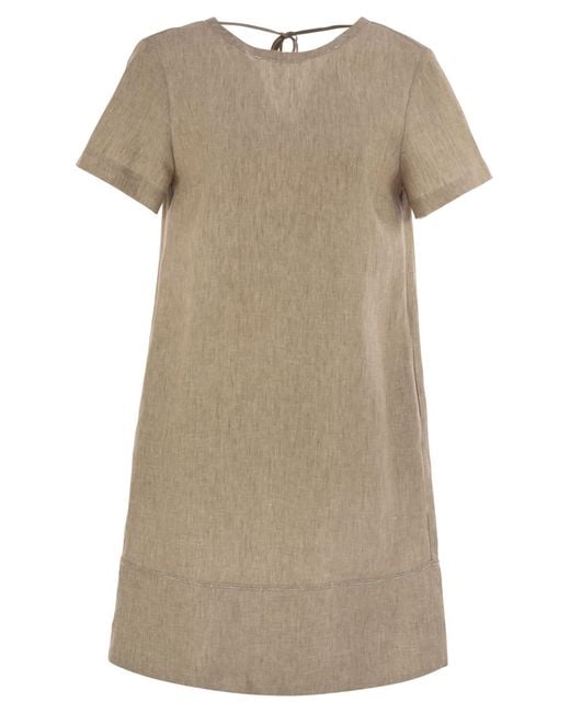 Peserico Peserio Linen Midi -jurk in het Natural