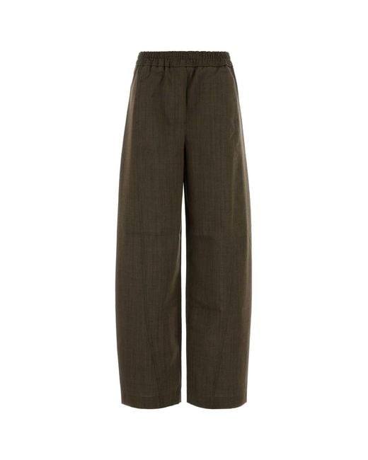 Ganni Green Light Wool Melange Cargo Pants