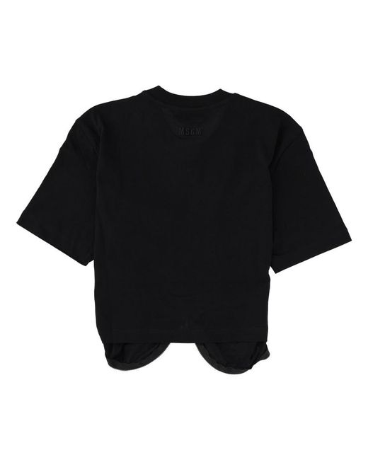 MSGM Black Solid Crew Neck T-Shirt