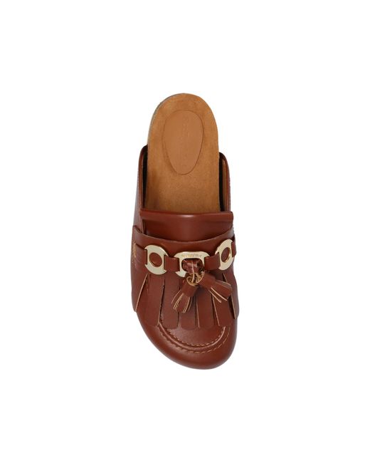 See By Chloé Brown Lyvi Leather Mules