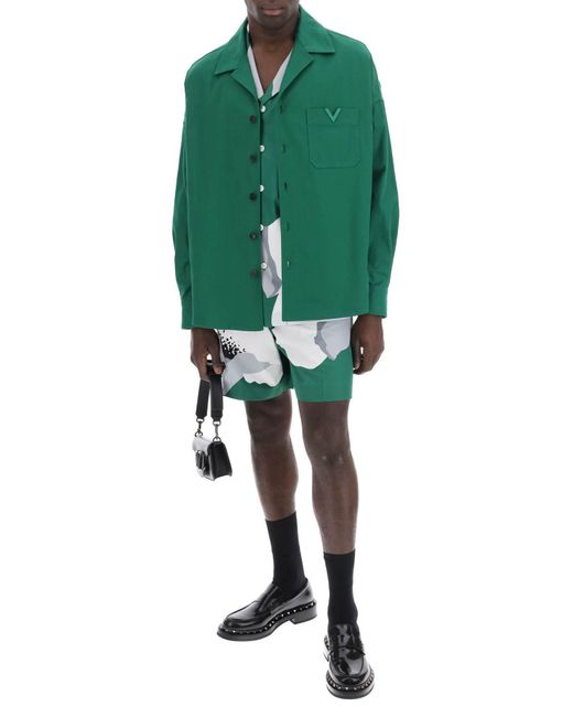 Valentino Garavani "bloemportretprint Poplin Bermuda Shorts in het Green voor heren