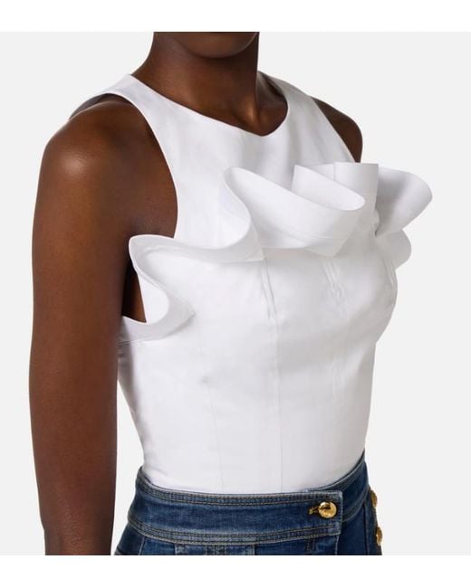 Elisabetta Franchi White Top With Ruffle