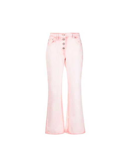 Alberta Ferretti Pink Acid-Wash Bootcut Jeans