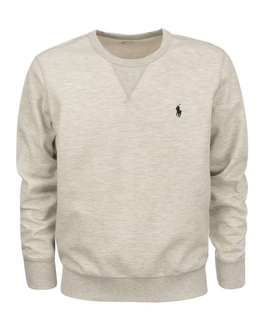 Polo Ralph Lauren White Double Knit Crew Neck Sweatshirt