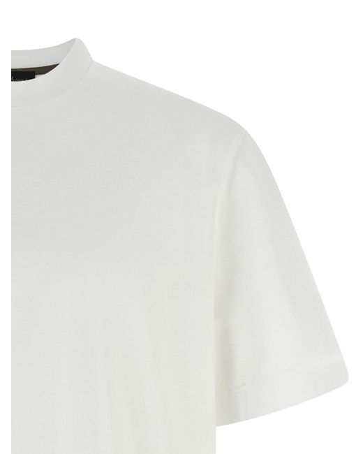 Brioni Cotton Crewneck T-Shirt With Tone-On-Tone Leather in White für Herren