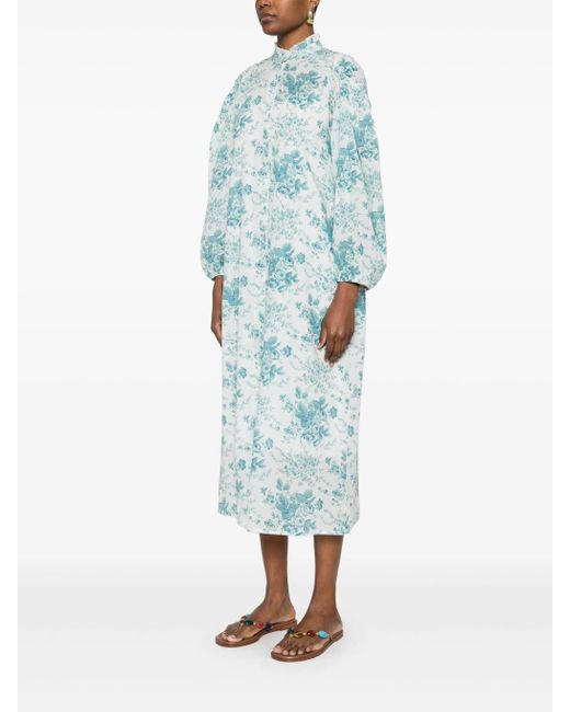 Antik Batik Cinz Midi-Jurk Met Print in het Blue