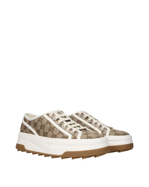 Gucci White Sneakers Fabric/Ebony