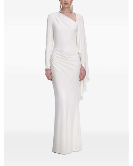Self-Portrait White Long Draped Dress