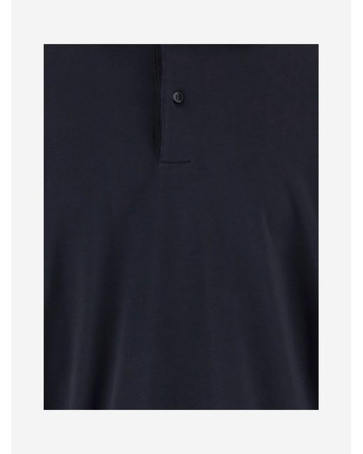 DARKPARK Blue Long Sleeved Cotton Polo Shirt