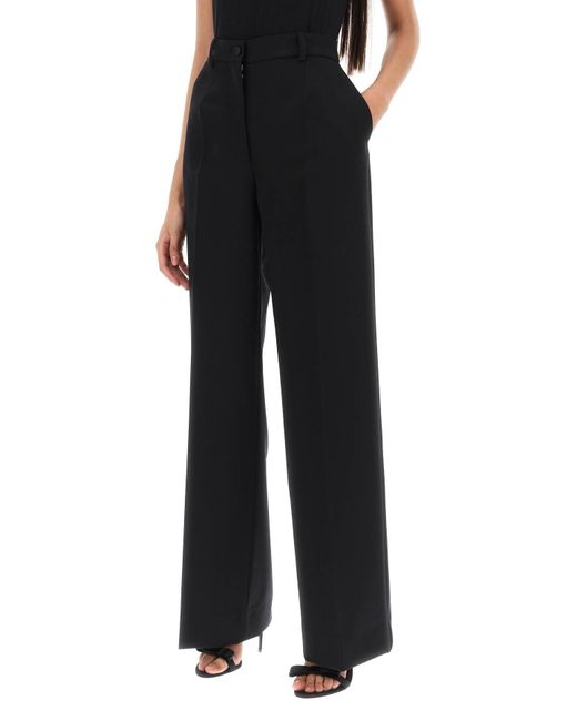 Pantaloni Sartoriali A Gamba Ampia di Dolce & Gabbana in Black