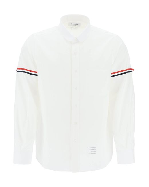 Maglietta Seersucker con colletto arrotondato di Thom Browne in White da Uomo