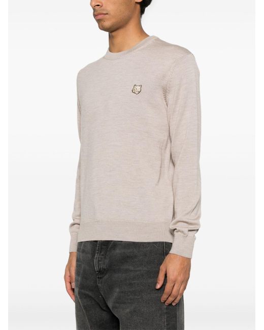 Maison Kitsuné Maison Kitsune 'Bold Fox Head Wool Wollspringer in Natural für Herren