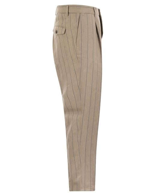 Pantalon chino en lin pur Peserico en coloris Natural