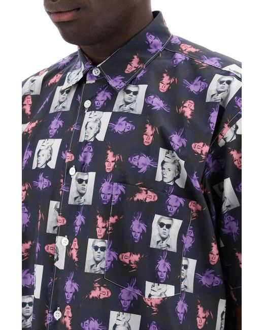 Camicia A Manica Corta Con Stampa Andy Warhol di Comme des Garçons in Blue da Uomo