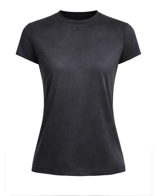 Courreges Black Solid Crew Neck T-Shirt