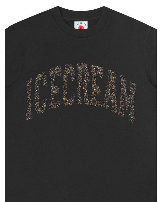 ICECREAM Black Logo Cotton T Shirt for men