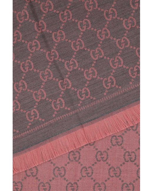 Gucci Purple Embroidered Wool Scarf