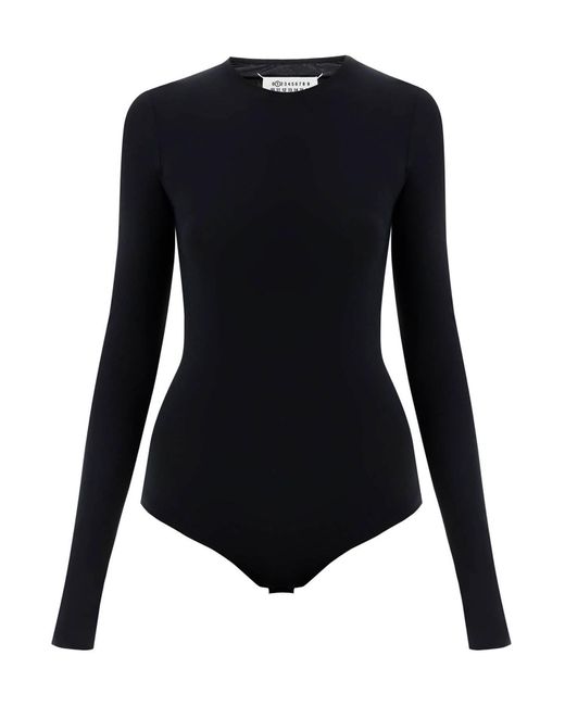 Maison Margiela Tweede Huid Bodysuit Met Lange Mouwen in het Black