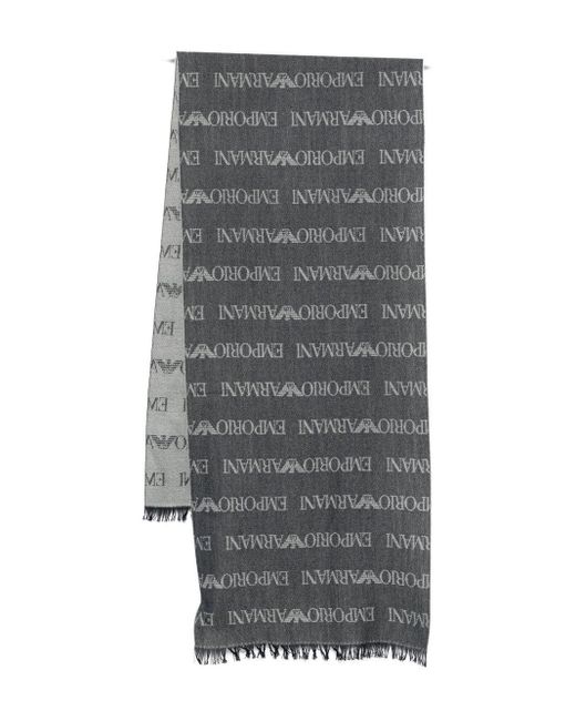 Emporio Armani Schal mit Logo-Muster in Gray für Herren
