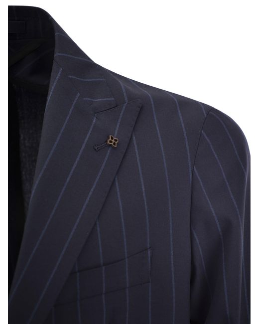 Tagliatore Pinstripe Suit In Wol En Zijde in het Blue