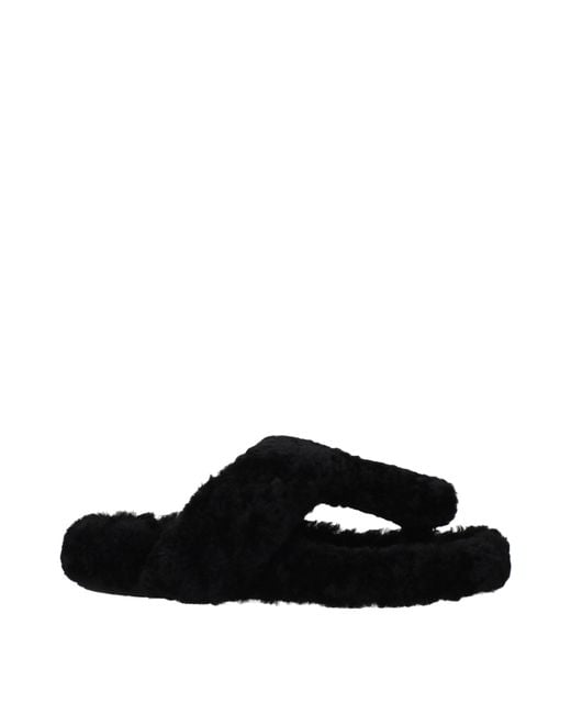 Loewe Black Slippers And Clogs For Fur