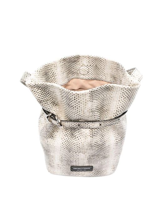 Emporio Armani Exclusive White Leather Bucket Bag