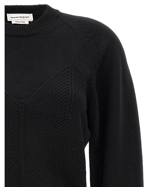 Alexander McQueen Black 'Chevron Corset' Sweater